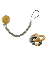 3 Stories Trading Tiny Teethers Infant Silicone And Beech Rattle Pacifier Clip Set