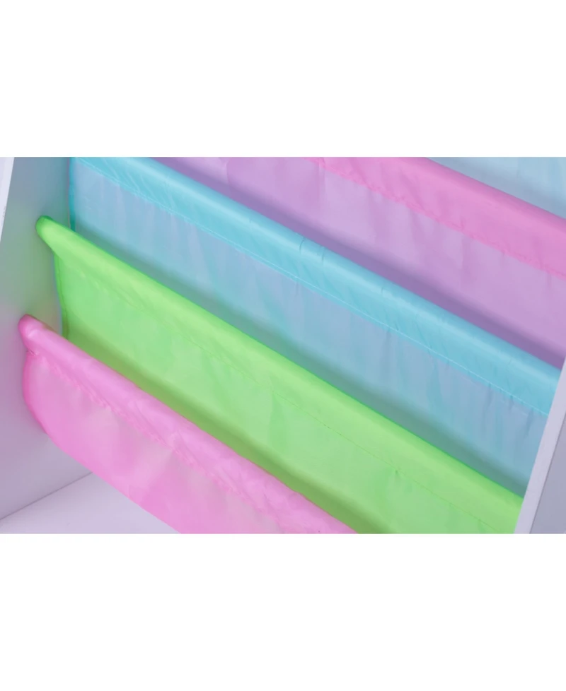 Basicwise 4 Tiered Colorful Lined Kids' Sling Magazine Book Rack