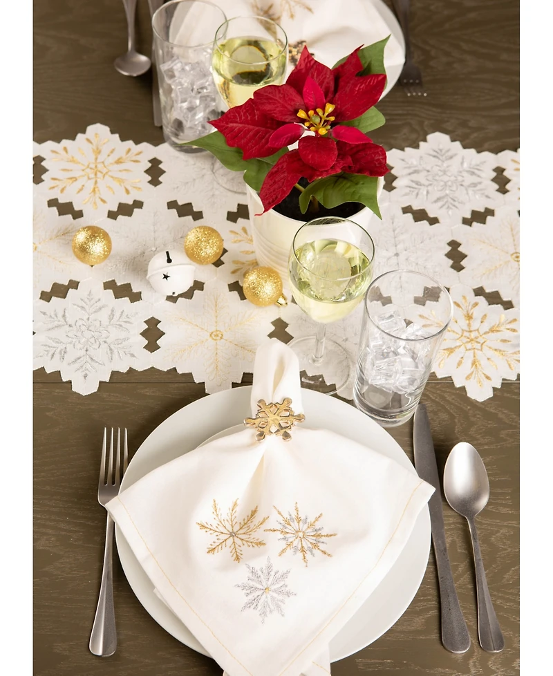 Design Imports Sparkle Snowflakes Embroidered Napkin, Set of 6