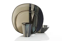 Gibson Elite Althea Reactive Glaze Teal 16-Piece Dinnerware Set, Service for 4