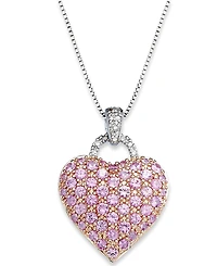 Sapphire (1-3/4 ct. t.w.) and Diamond Accent Heart Pendant Necklace Sterling Silver (Also Available Ruby Pink Sapphire)