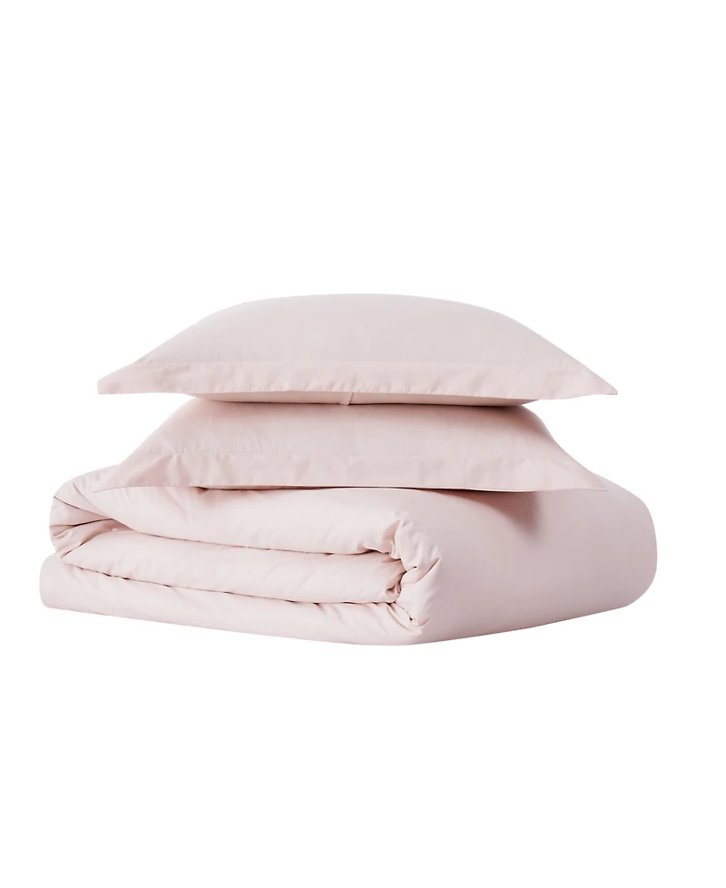 Brooklyn Loom Solid Cotton Percale -Pc. Duvet Cover Set