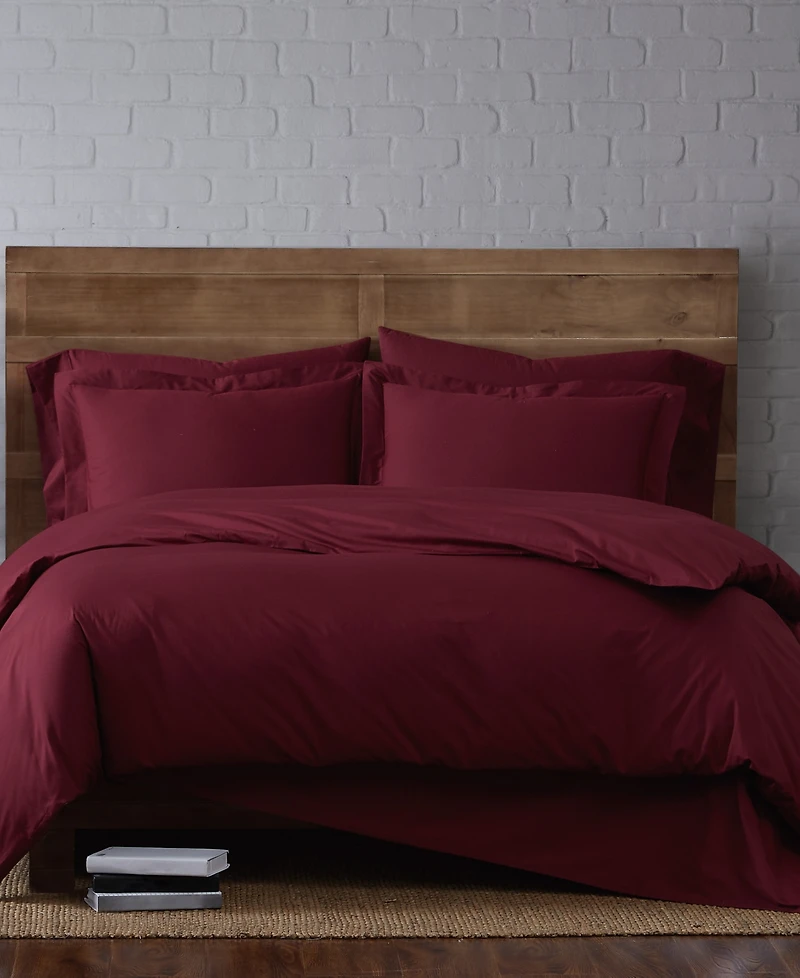 Brooklyn Loom Solid Cotton Percale 2-Pc. Duvet Cover Set, Twin Xl