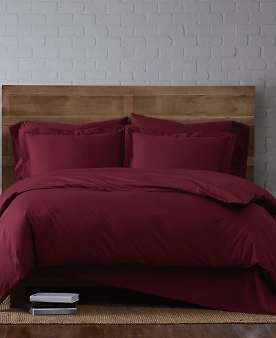 Brooklyn Loom Solid Cotton Percale 2-Pc. Duvet Cover Set, Twin Xl