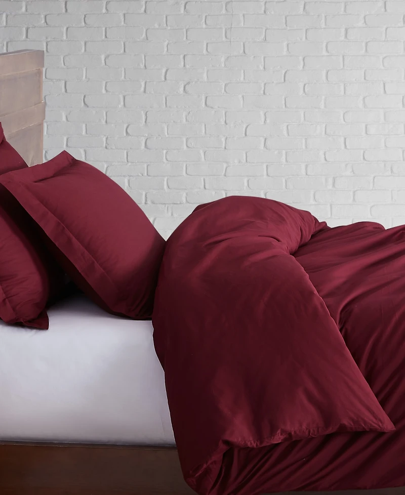 Brooklyn Loom Solid Cotton Percale 2-Pc. Duvet Cover Set, Twin Xl