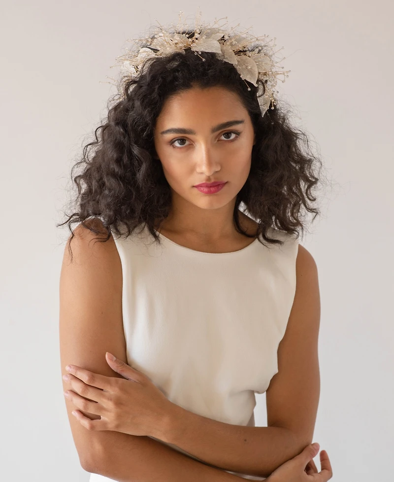 Soho Style Organza Bridal Hair Crown with Crystals