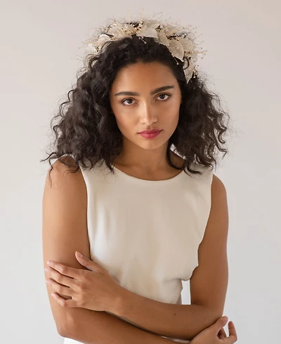 Soho Style Organza Bridal Hair Crown with Crystals