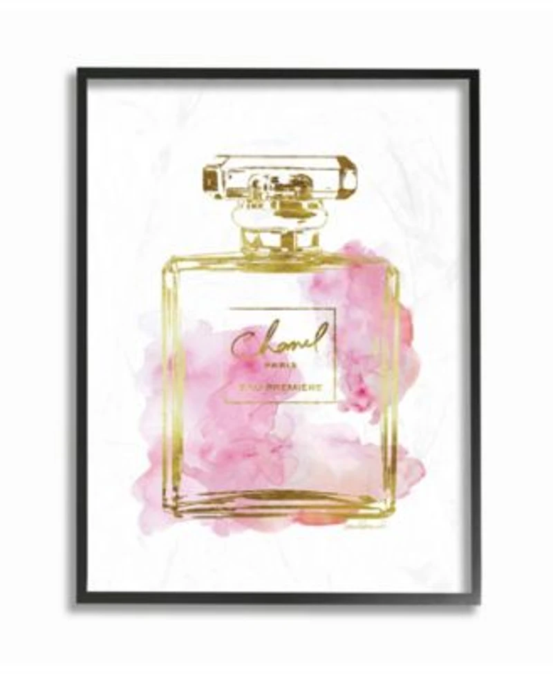Stupell Industries Glam Perfume Bottle Gold Pink Wall Art Collection