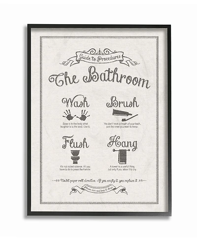 Stupell Industries Guide To Bathroom Procedures Linen Look Framed Giclee Art, 11" x 14"