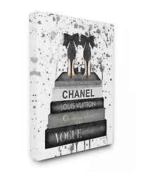 Stupell Industries Glam Fashion Book Stack Gray Bow Pump Heels Ink Wall Art Collection
