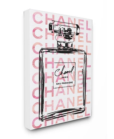 Stupell Industries Glam Perfume Bottle with Words Pink Black Canvas Wall Art, 16" x 20"