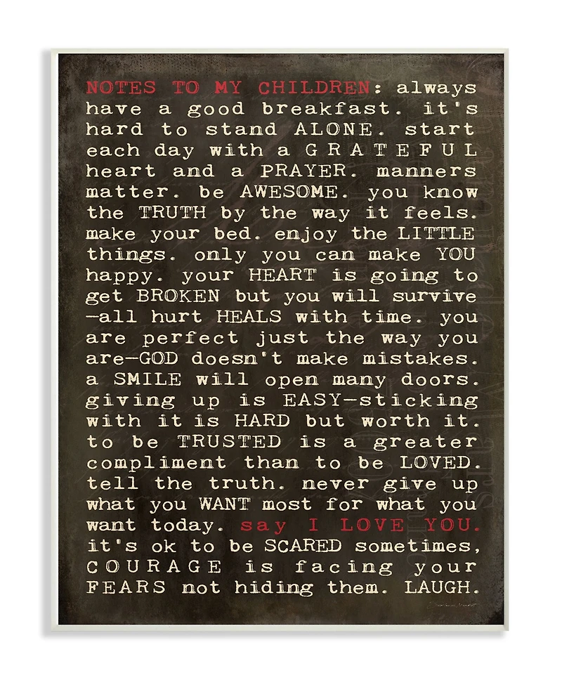 Stupell Industries Notes To My Children Wall Plaque Art, 10" x 15"