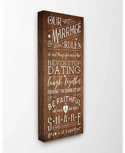 Stupell Industries Our Marriage Rules Canvas Wall Art, 10" x 24"