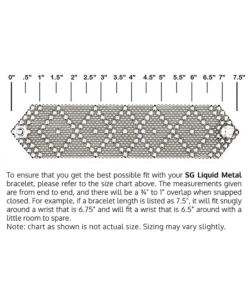Sg Liquid Metal B4 Silver Mesh Bracelet 7", 7 1/2" or 8"