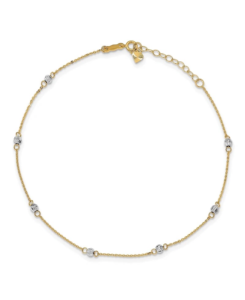 Bead Anklet in 14k Yellow and White Gold