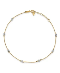 Bead Anklet in 14k Yellow and White Gold