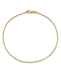 Rope Chain Anklet in 14k Yellow Gold