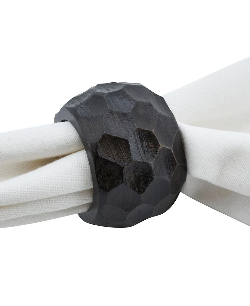 Saro Lifestyle Mango Wood Napkin Ring with Chunky Design, Set of 4