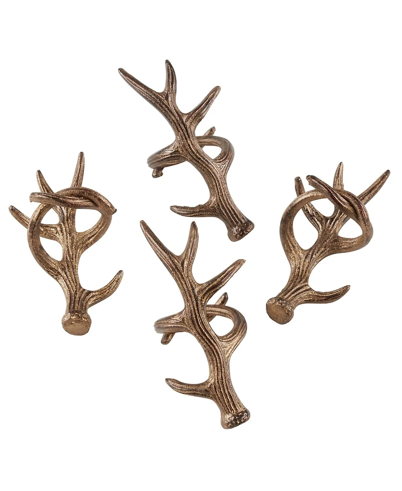 Saro Lifestyle Rustic Napkin Ring With Antler Design, Set of 4