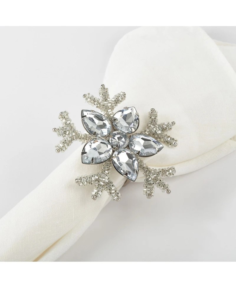 Saro Lifestyle Napkin Ring Collection Snowflake Design Napkin Ring, Set of 4