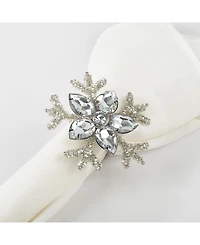 Saro Lifestyle Napkin Ring Collection Snowflake Design Napkin Ring, Set of 4