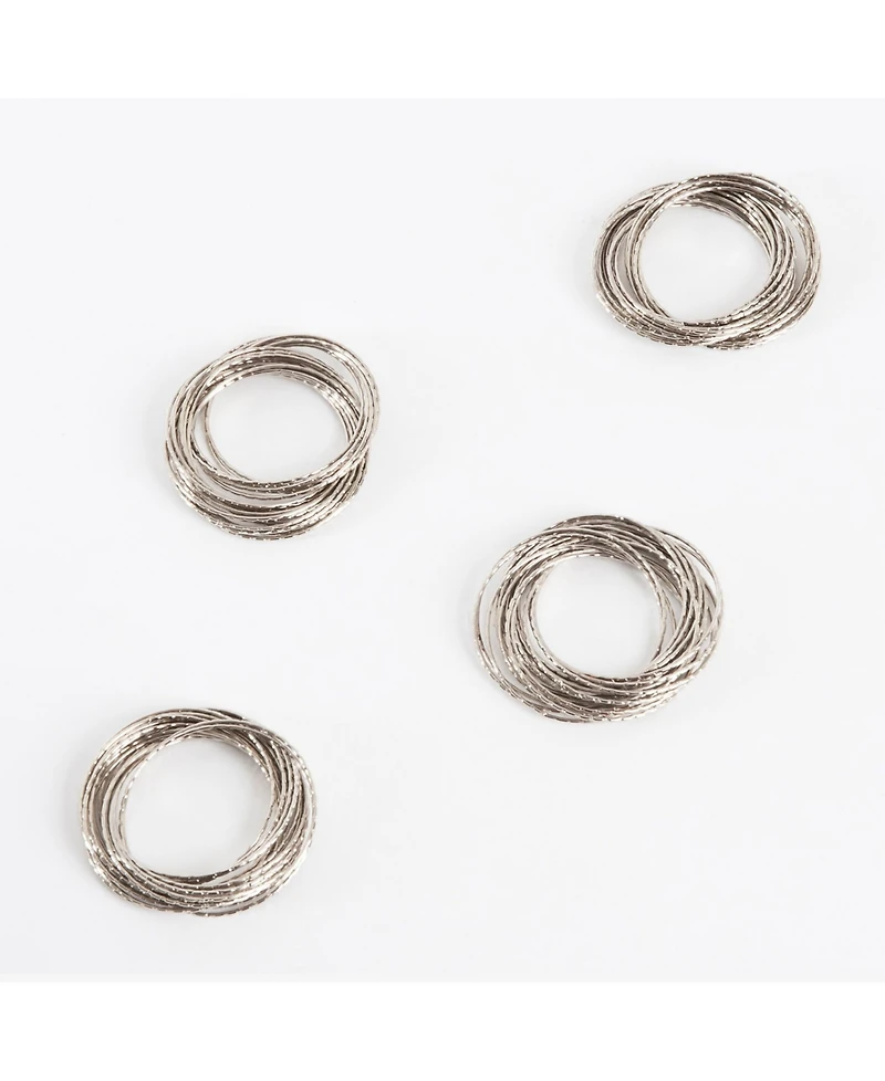 Saro Lifestyle Metallic Bronze Metal Bangled Napkin Ring, Set of 4