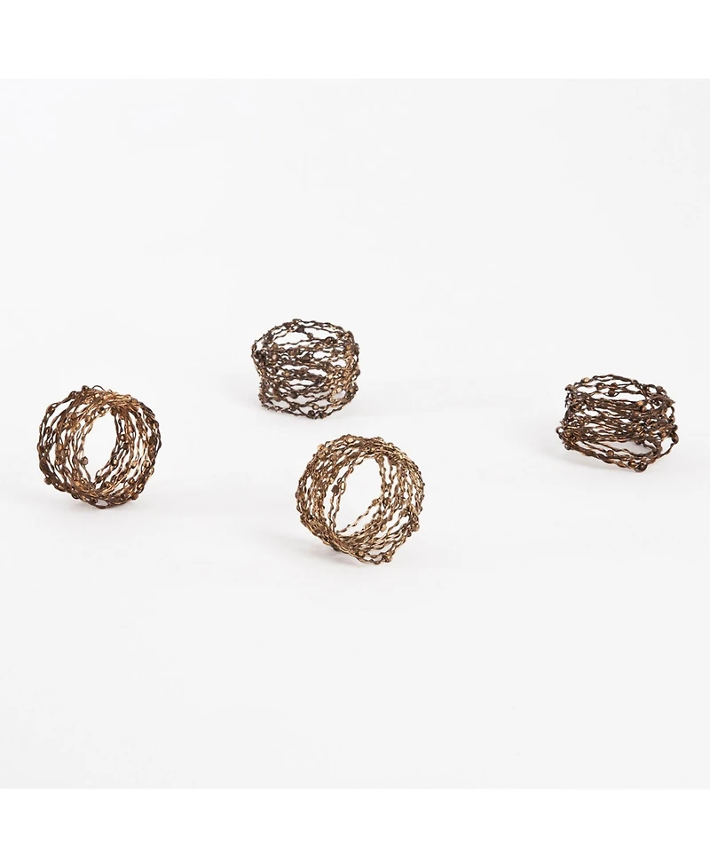 Saro Lifestyle Metal Design Napkin Ring, Set of 4