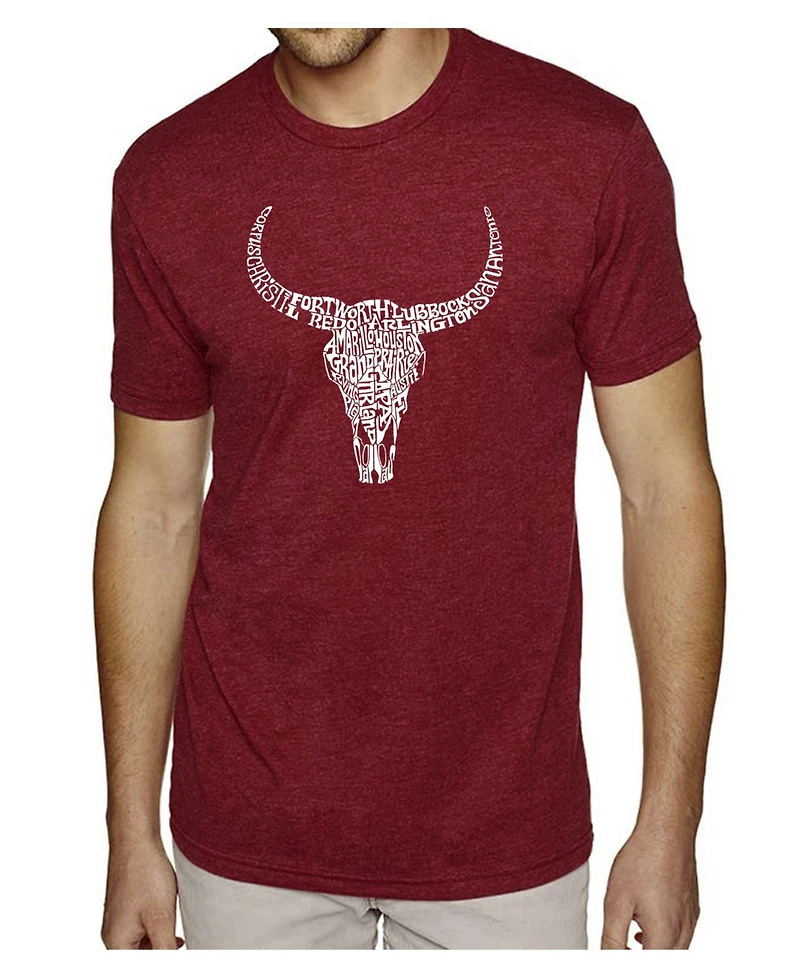 La Pop Art Men's Premium Word T-Shirt - Texas Skull