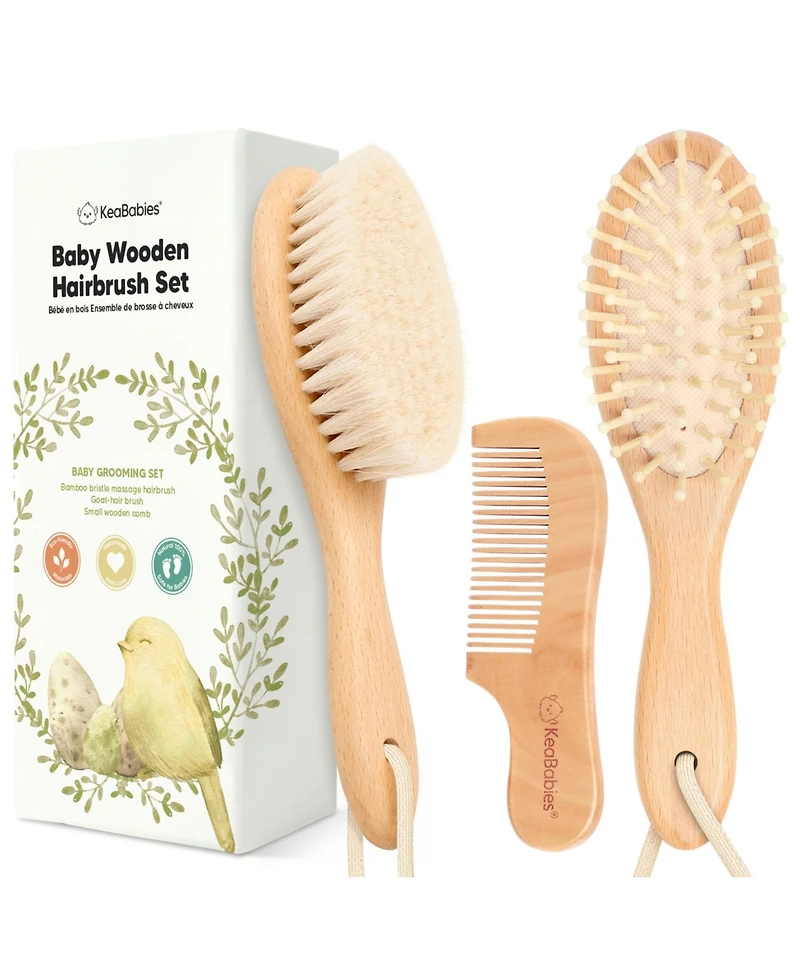 KeaBabies Baby Hair Brush, Oval Cradle Cap Soft Brush for Infant, Newborn Hairbrush Girls, Boys, Scalp