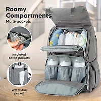 KeaBabies Baby Explorer Diaper Backpack Bag, Large, Waterproof Bags, Multi Functional Backpacks