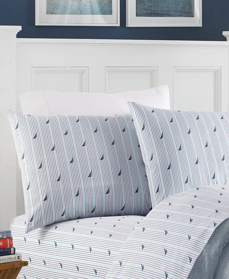 Nautica Audley Cotton Percale 3-Piece Sheet Set, Twin Xl