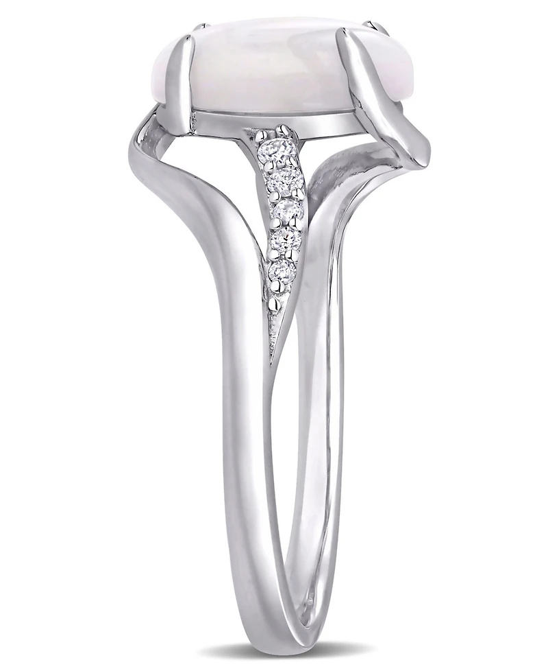 Opal (1-5/8 ct. t.w.) and Diamond (1/10 Oval Twist Ring Sterling Silver