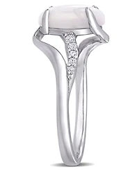 Opal (1-5/8 ct. t.w.) and Diamond (1/10 Oval Twist Ring Sterling Silver