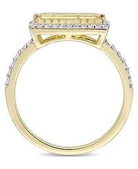 Baguette Cut Citrine (1-1/5 ct. t.w) and White Sapphire (1/3 ct. t.w.) Halo Ring in 18k Yellow Gold Over Sterling Silver