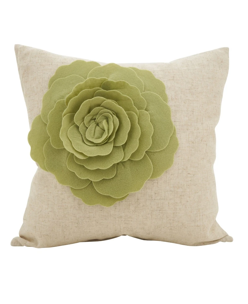 Saro Lifestyle Rose Flower Statement Decorative Pillow, 18" x 18"
