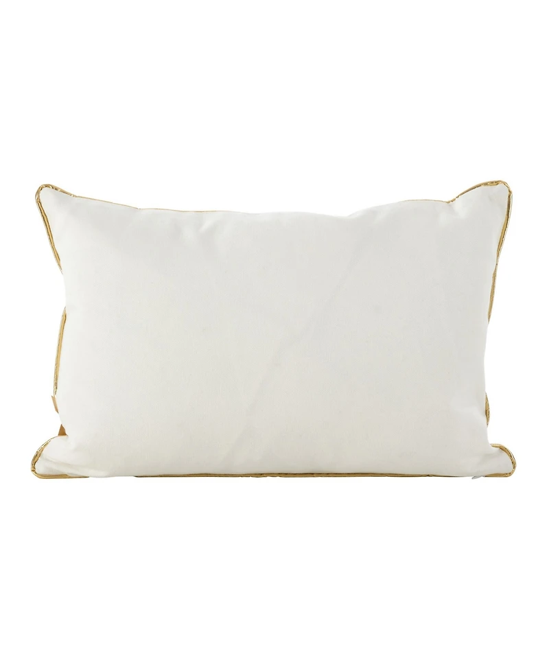 Saro Lifestyle Metallic Poinsettia Branch Design Holiday Cotton Decorative Pillow, 12" x 18"