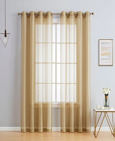 Hlc.me 2 Piece Semi Sheer Voile Window Curtain Drapes Grommet Panels for Bedroom