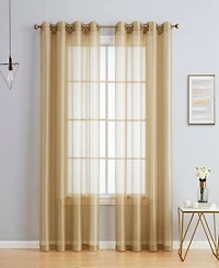 Hlc.me 2 Piece Semi Sheer Voile Window Curtain Drapes Grommet Panels for Bedroom