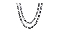 Steeltime Men's black Ip Plated Stainless Steel Figaro Chain Link Necklaces