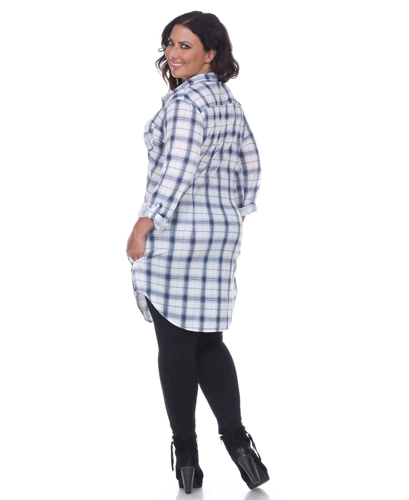 White Mark Plus Piper Stretchy Plaid Tunic