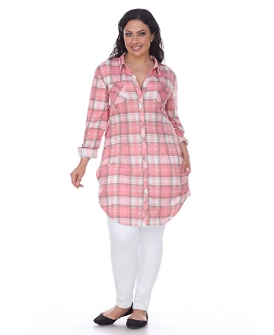 White Mark Plus Piper Stretchy Plaid Tunic
