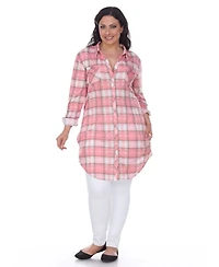 White Mark Plus Piper Stretchy Plaid Tunic
