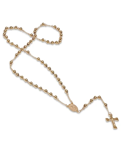 Steeltime Unisex 18K Gold Plated Stainless Steel Beaded Classic Rosary Necklace