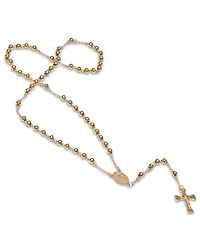 Steeltime Unisex 18K Gold Plated Stainless Steel Beaded Classic Rosary Necklace