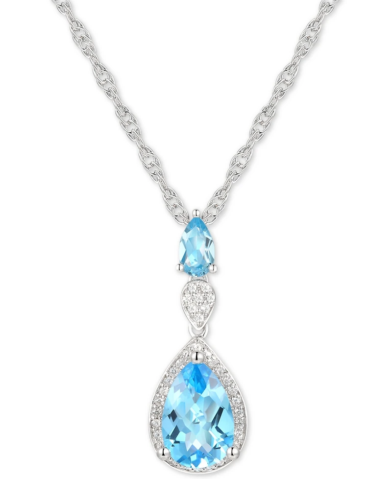Blue Topaz (2 ct. t.w.) & Diamond (1/10 ct. t.w.) 18" Lariat Necklace in Sterling Silver