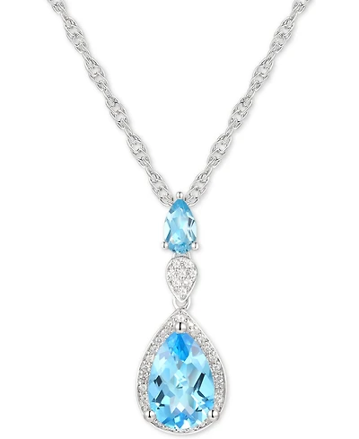 Blue Topaz (2 ct. t.w.) & Diamond (1/10 ct. t.w.) 18" Lariat Necklace in Sterling Silver