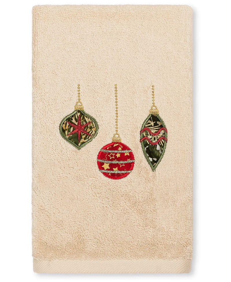 Linum Home Christmas Ornaments Embroidered 100% Turkish Cotton Hand Towel