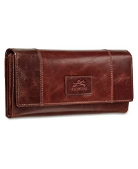 Mancini Casablanca Collection Rfid Secure Ladies Trifold Wing Wallet