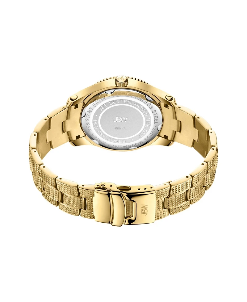 Jbw Men's Jet Setter Gmt 18K Gold-Plated Stainless Steel Bracelet Watch 46mm