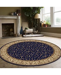 Closeout! Km Home 1599/1555/Navy Pesaro Blue 5'3" x 5'3" Round Area Rug